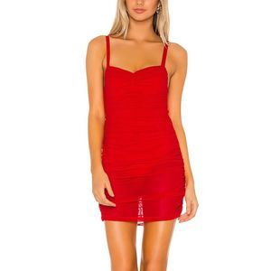 superdown Darlene Mesh Mini Dress in Red Medium